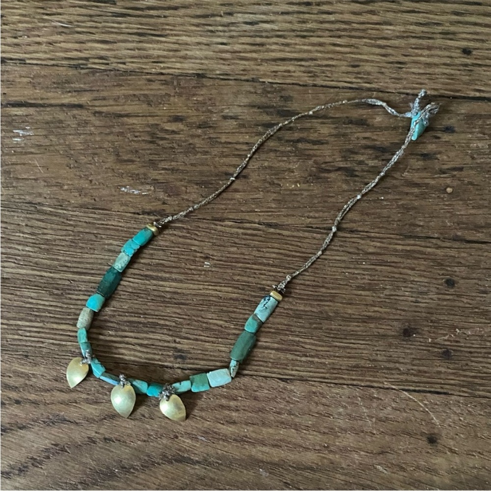 Vintage Turquoise and Gold Disc Choker Necklace turquoise necklace